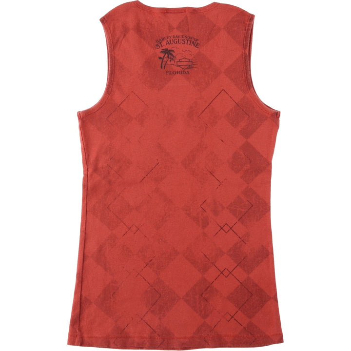 2000'S Harley-Davidson Rhinestone Tribal Motorcycle Tank Top (Women's Size S) cotton red type Vintage Second Hand