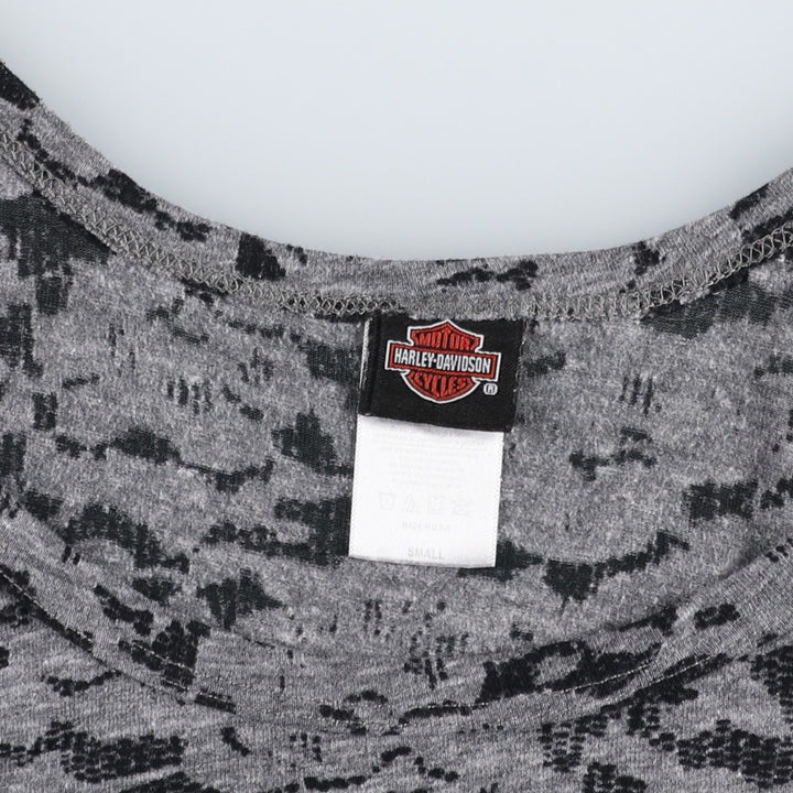 Harley-Davidson all-over print rhinestone motorcycle tank top, made in the USA, women's size S equivalent. polyester gray type Vintage Second Hand
