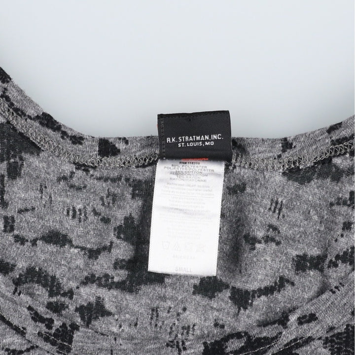 Harley-Davidson all-over print rhinestone motorcycle tank top, made in the USA, women's size S equivalent. polyester gray type Vintage Second Hand