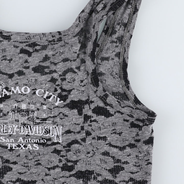 Harley-Davidson all-over print rhinestone motorcycle tank top, made in the USA, women's size S equivalent. polyester gray type Vintage Second Hand