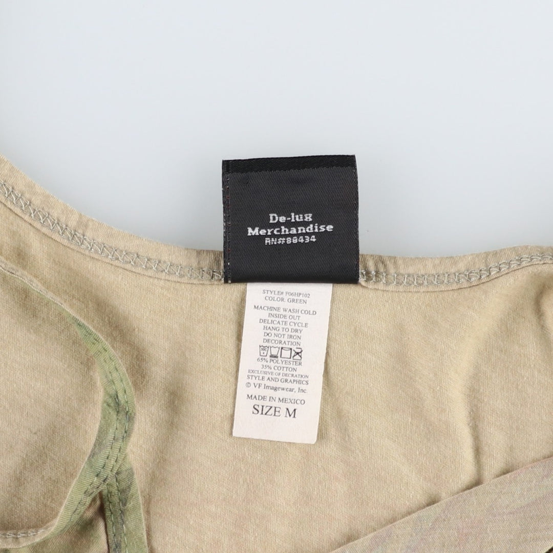 Harley-Davidson cropped camisole with large print and rhinestones, women's size M equivalent. polyester Khaki type Vintage Second Hand