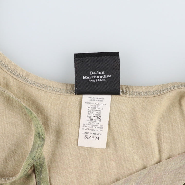 Harley-Davidson cropped camisole with large print and rhinestones, women's size M equivalent. polyester Khaki type Vintage Second Hand
