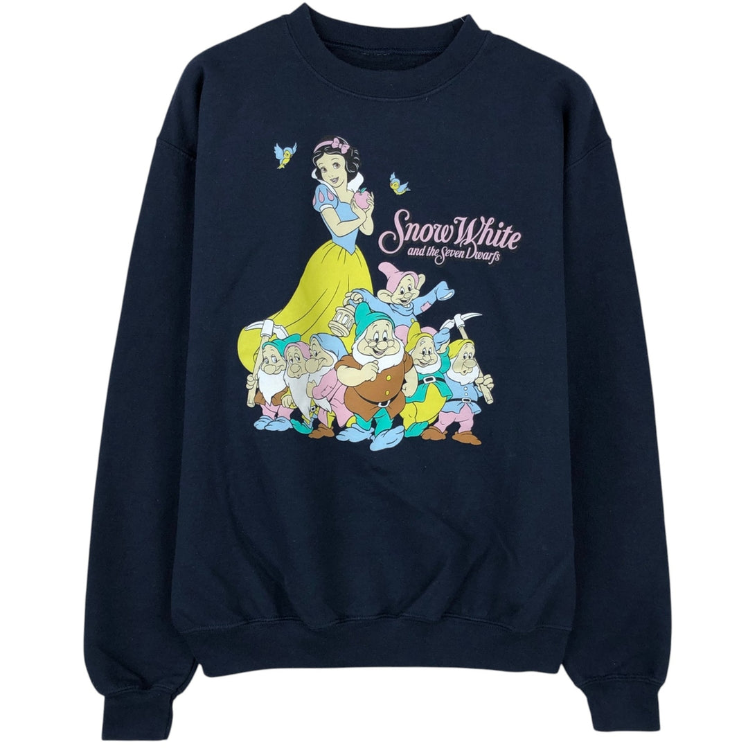 SNOW WHITE AND THE SEVEN DWARFS Snow White Character Sweatshirt (Women's Size M) cotton navy blue type Vintage Second Hand
