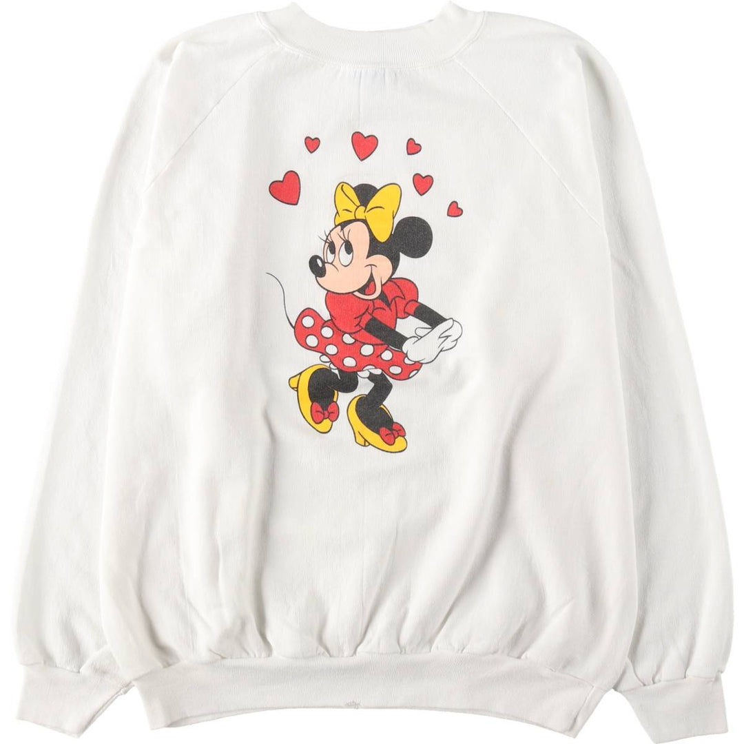 1980'S Disney Minnie Mouse Character Sweatshirt, Made in USA, Women's Size L (Equivalent), Vintage polyester white type Vintage Second Hand
