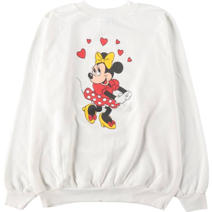 1980'S Disney Minnie Mouse Character Sweatshirt, Made in USA, Women's Size L (Equivalent), Vintage polyester white type Vintage Second Hand