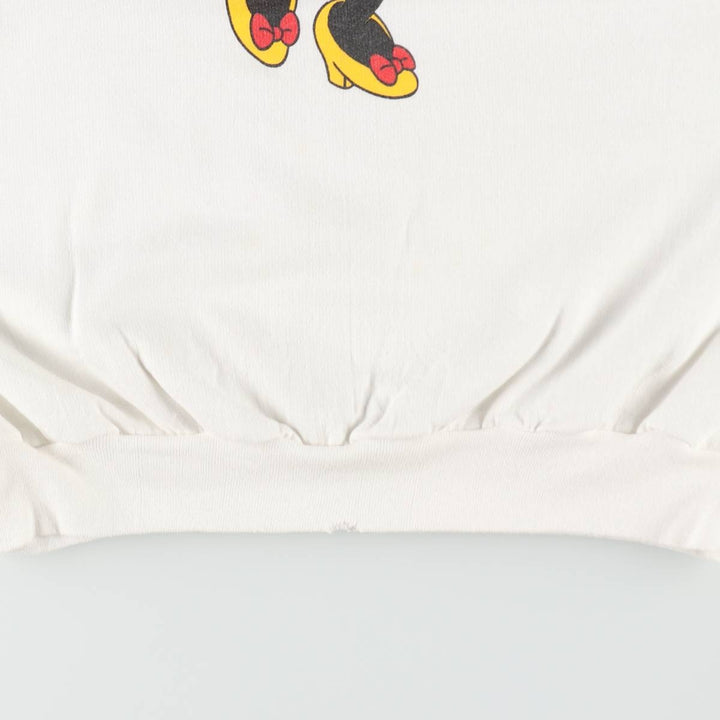 1980'S Disney Minnie Mouse Character Sweatshirt, Made in USA, Women's Size L (Equivalent), Vintage polyester white type Vintage Second Hand