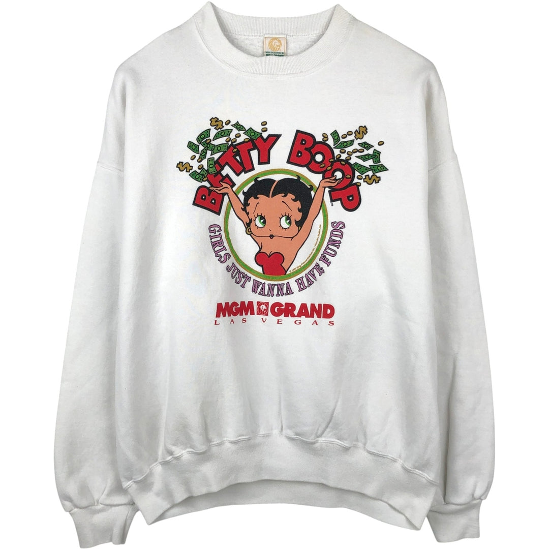 90'S MGM GRAND Betty Boop Character Sweatshirt, Made in USA, Women's XXL equivalent, Vintage cotton white type Vintage Second Hand