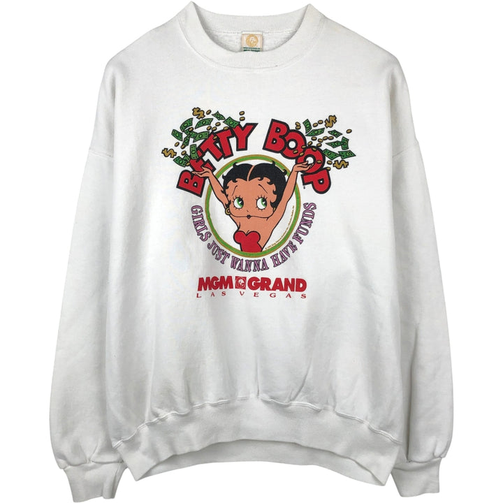 90'S MGM GRAND Betty Boop Character Sweatshirt, Made in USA, Women's XXL equivalent, Vintage cotton white type Vintage Second Hand