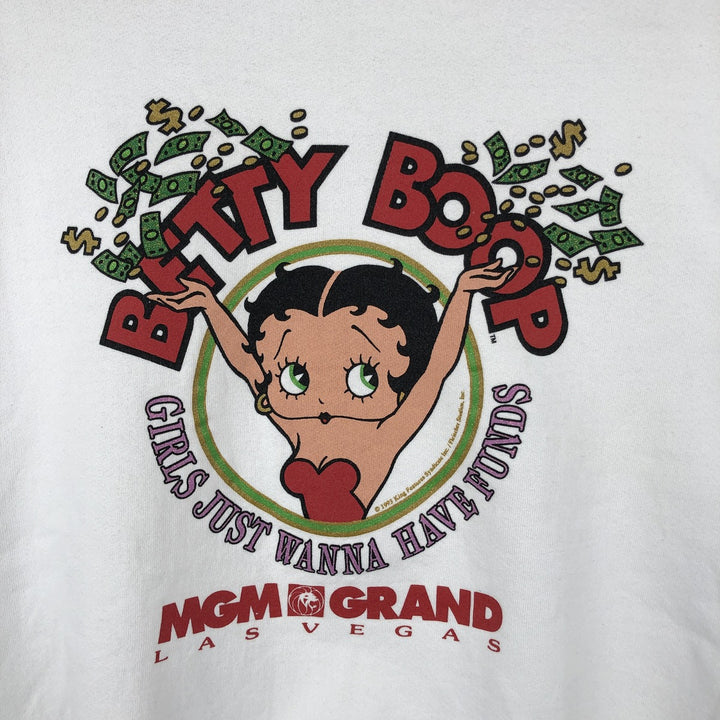 90'S MGM GRAND Betty Boop Character Sweatshirt, Made in USA, Women's XXL equivalent, Vintage cotton white type Vintage Second Hand