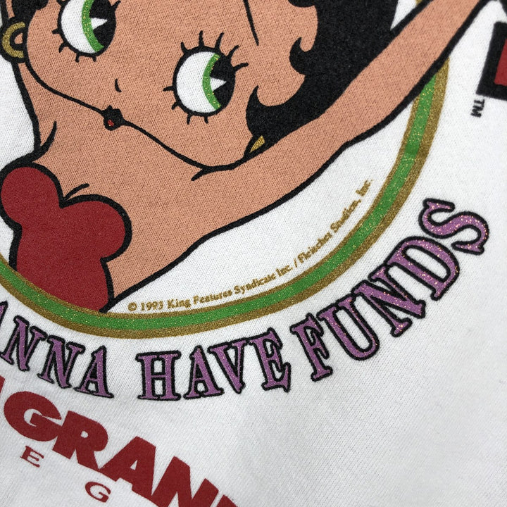 90'S MGM GRAND Betty Boop Character Sweatshirt, Made in USA, Women's XXL equivalent, Vintage cotton white type Vintage Second Hand