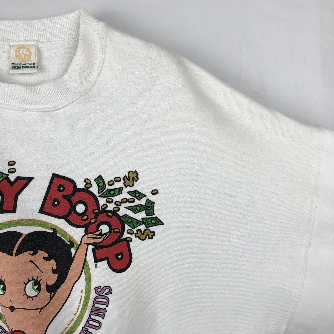 90'S MGM GRAND Betty Boop Character Sweatshirt, Made in USA, Women's XXL equivalent, Vintage cotton white type Vintage Second Hand