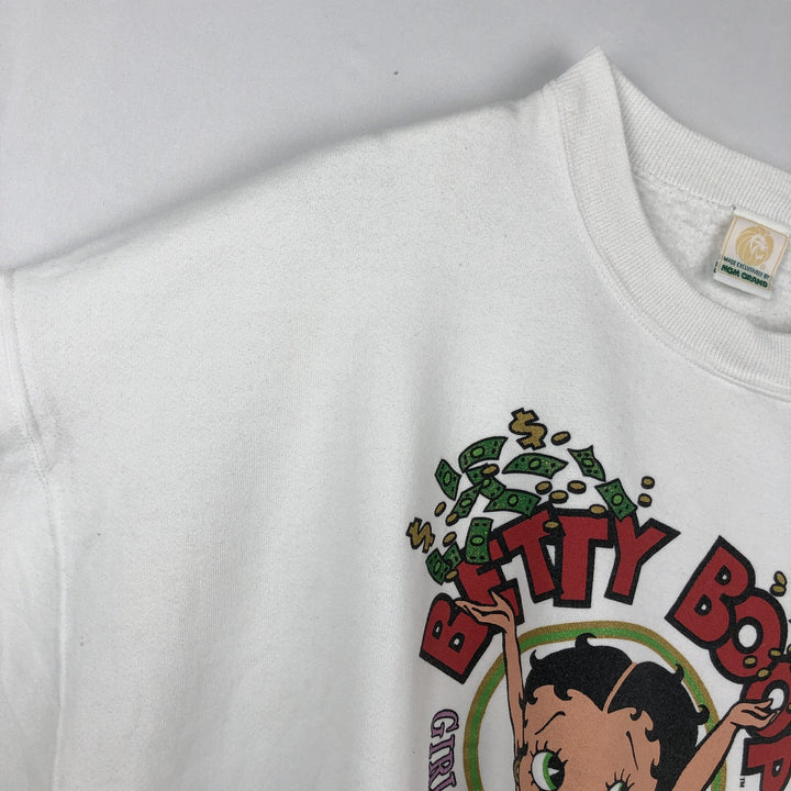 90'S MGM GRAND Betty Boop Character Sweatshirt, Made in USA, Women's XXL equivalent, Vintage cotton white type Vintage Second Hand