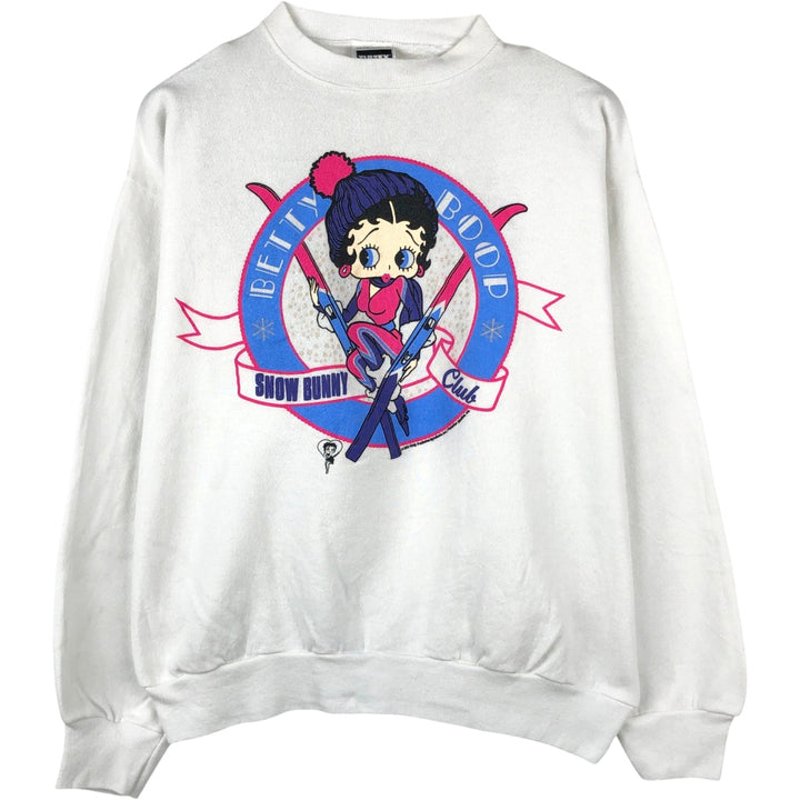 90'S Tultex Betty Boop Character Sweatshirt, Made in USA, Women's Size L (Equivalent), Vintage cotton white type Vintage Second Hand