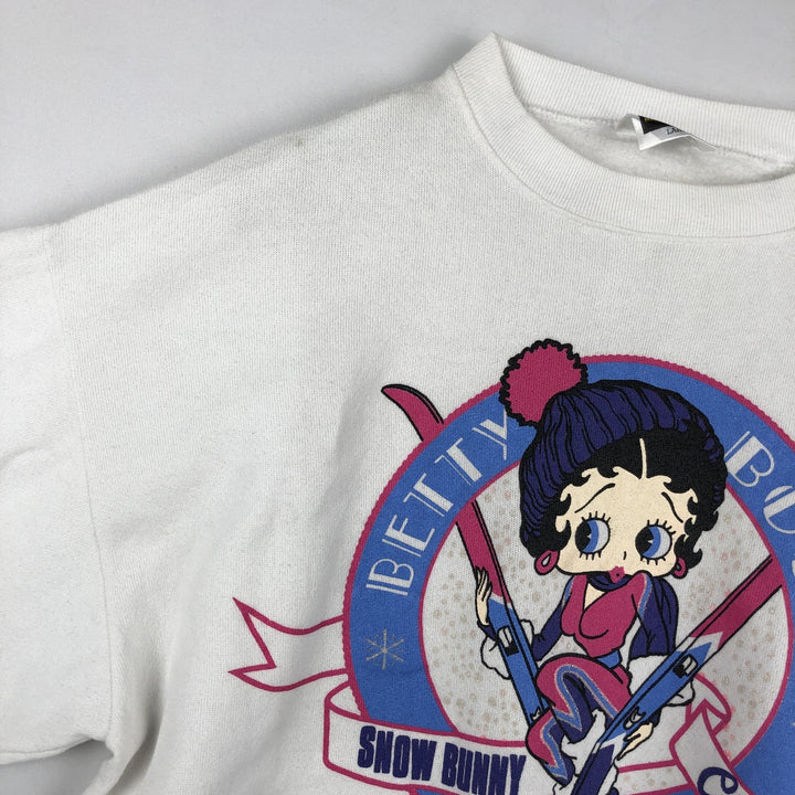 90'S Tultex Betty Boop Character Sweatshirt, Made in USA, Women's Size L (Equivalent), Vintage cotton white type Vintage Second Hand