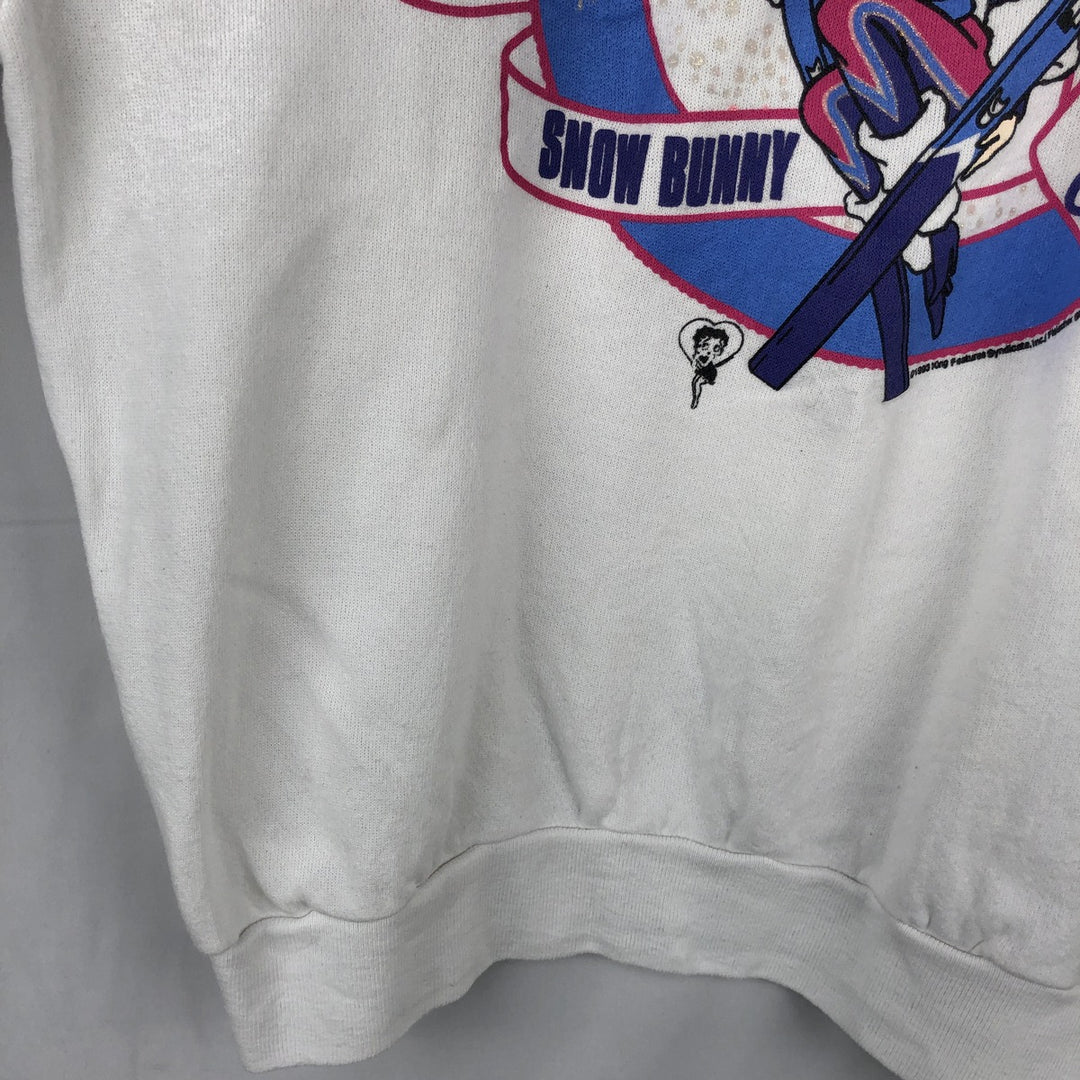 90'S Tultex Betty Boop Character Sweatshirt, Made in USA, Women's Size L (Equivalent), Vintage cotton white type Vintage Second Hand
