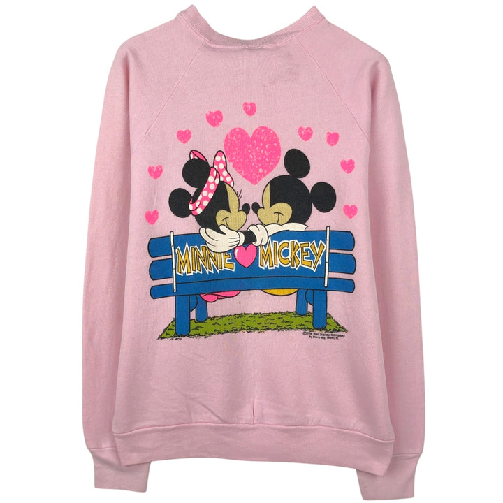 90'S Screen Stars Mickey Mouse & Minnie Mouse Character Sweatshirt (Women's Size L) cotton pink type Vintage Second Hand