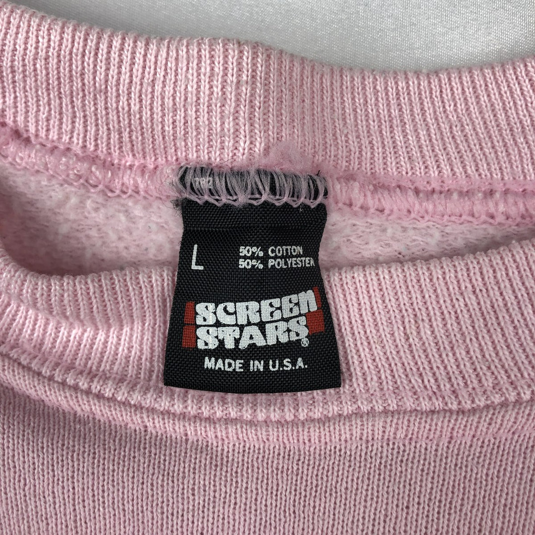 90'S Screen Stars Mickey Mouse & Minnie Mouse Character Sweatshirt (Women's Size L) cotton pink type Vintage Second Hand
