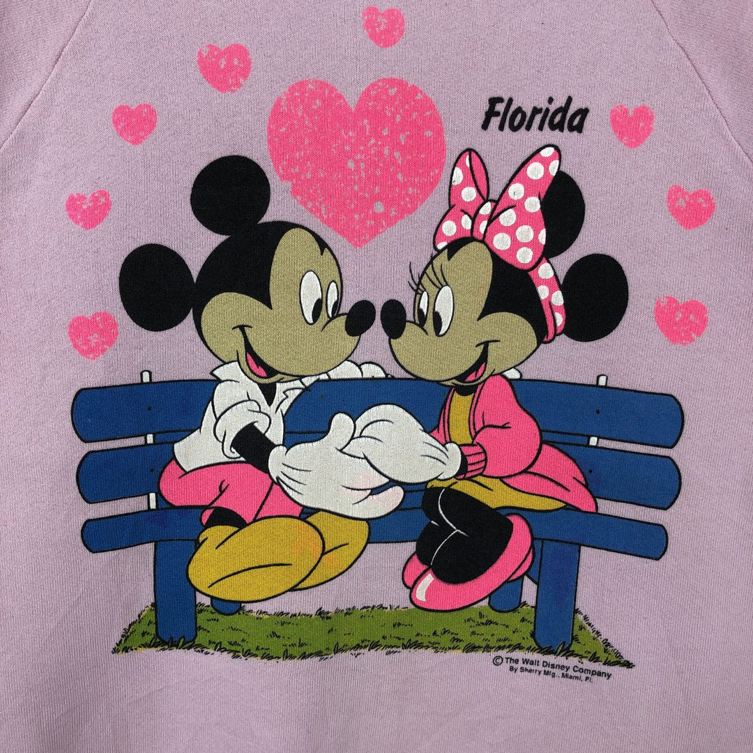 90'S Screen Stars Mickey Mouse & Minnie Mouse Character Sweatshirt (Women's Size L) cotton pink type Vintage Second Hand