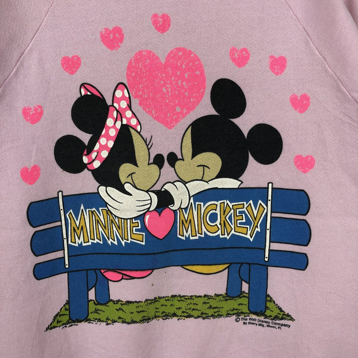 90'S Screen Stars Mickey Mouse & Minnie Mouse Character Sweatshirt (Women's Size L) cotton pink type Vintage Second Hand
