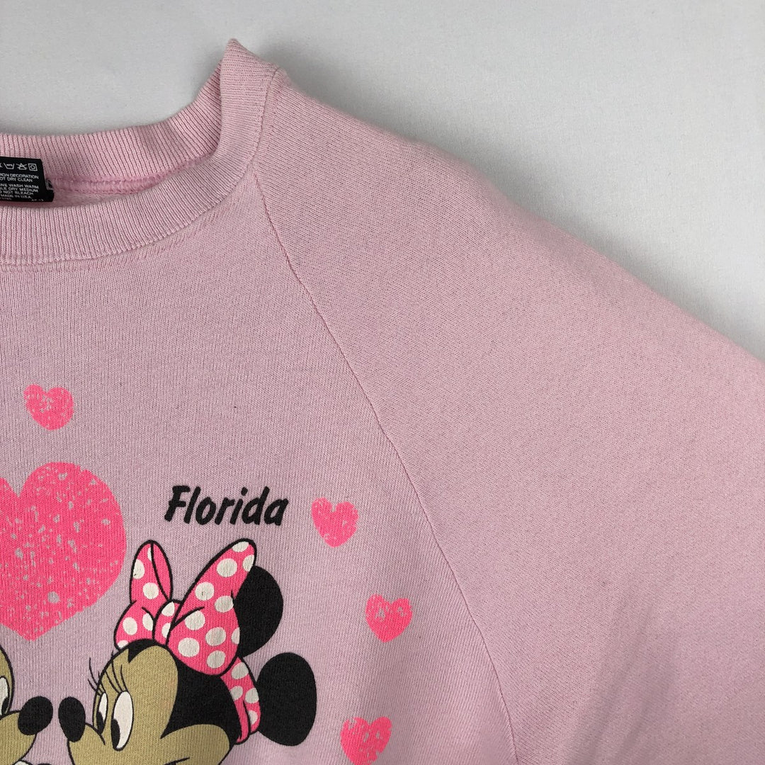 90'S Screen Stars Mickey Mouse & Minnie Mouse Character Sweatshirt (Women's Size L) cotton pink type Vintage Second Hand