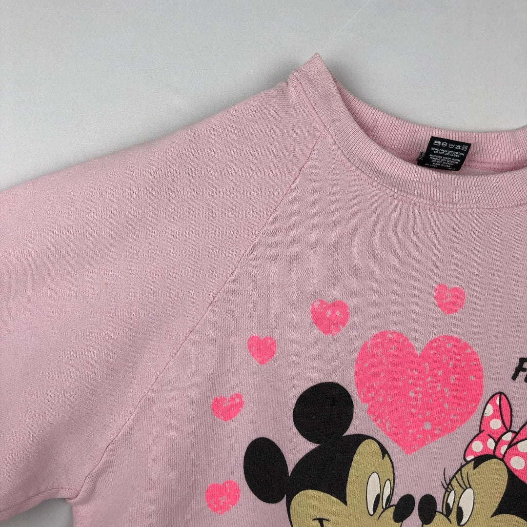 90'S Screen Stars Mickey Mouse & Minnie Mouse Character Sweatshirt (Women's Size L) cotton pink type Vintage Second Hand
