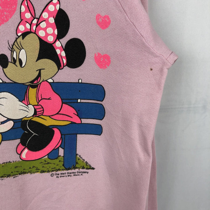90'S Screen Stars Mickey Mouse & Minnie Mouse Character Sweatshirt (Women's Size L) cotton pink type Vintage Second Hand