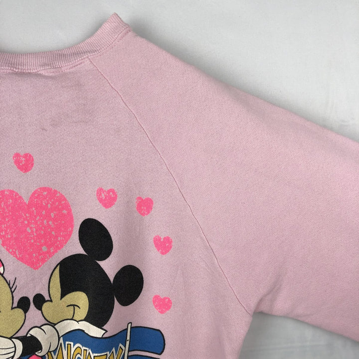 90'S Screen Stars Mickey Mouse & Minnie Mouse Character Sweatshirt (Women's Size L) cotton pink type Vintage Second Hand