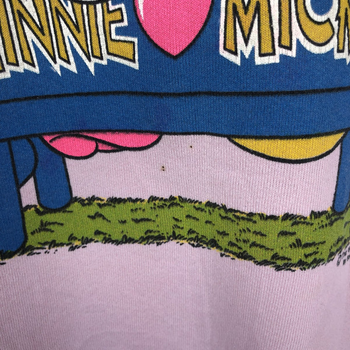 90'S Screen Stars Mickey Mouse & Minnie Mouse Character Sweatshirt (Women's Size L) cotton pink type Vintage Second Hand