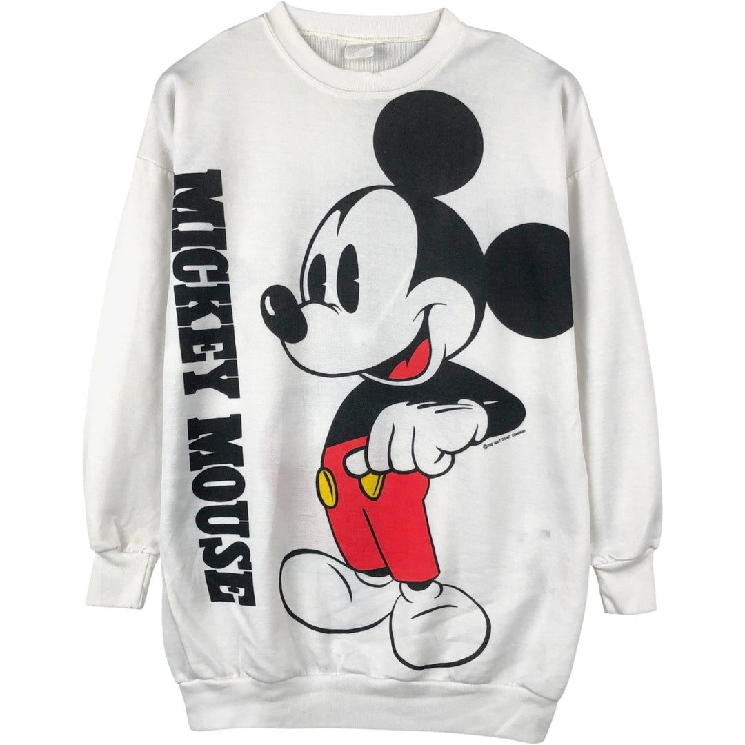 MICKEY MOUSE Large Print Character Sweatshirt (Women's Size XL) unclear white type Vintage Second Hand