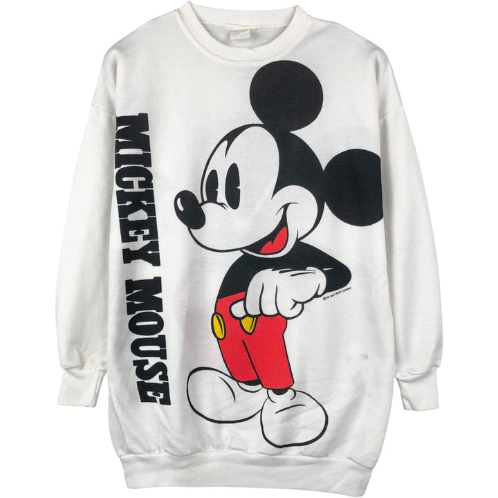 MICKEY MOUSE Large Print Character Sweatshirt (Women's Size XL) unclear white type Vintage Second Hand