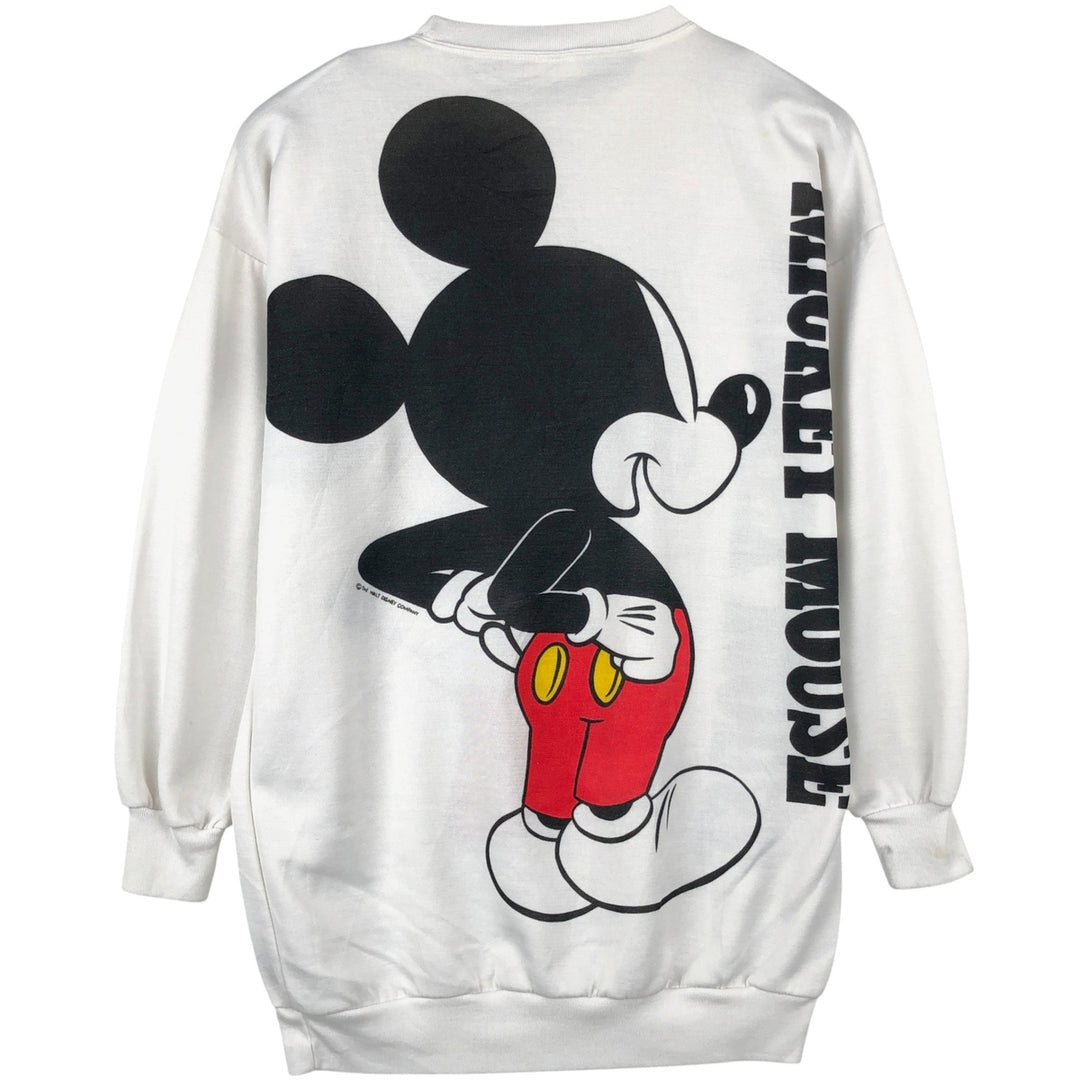 MICKEY MOUSE Large Print Character Sweatshirt (Women's Size XL) unclear white type Vintage Second Hand