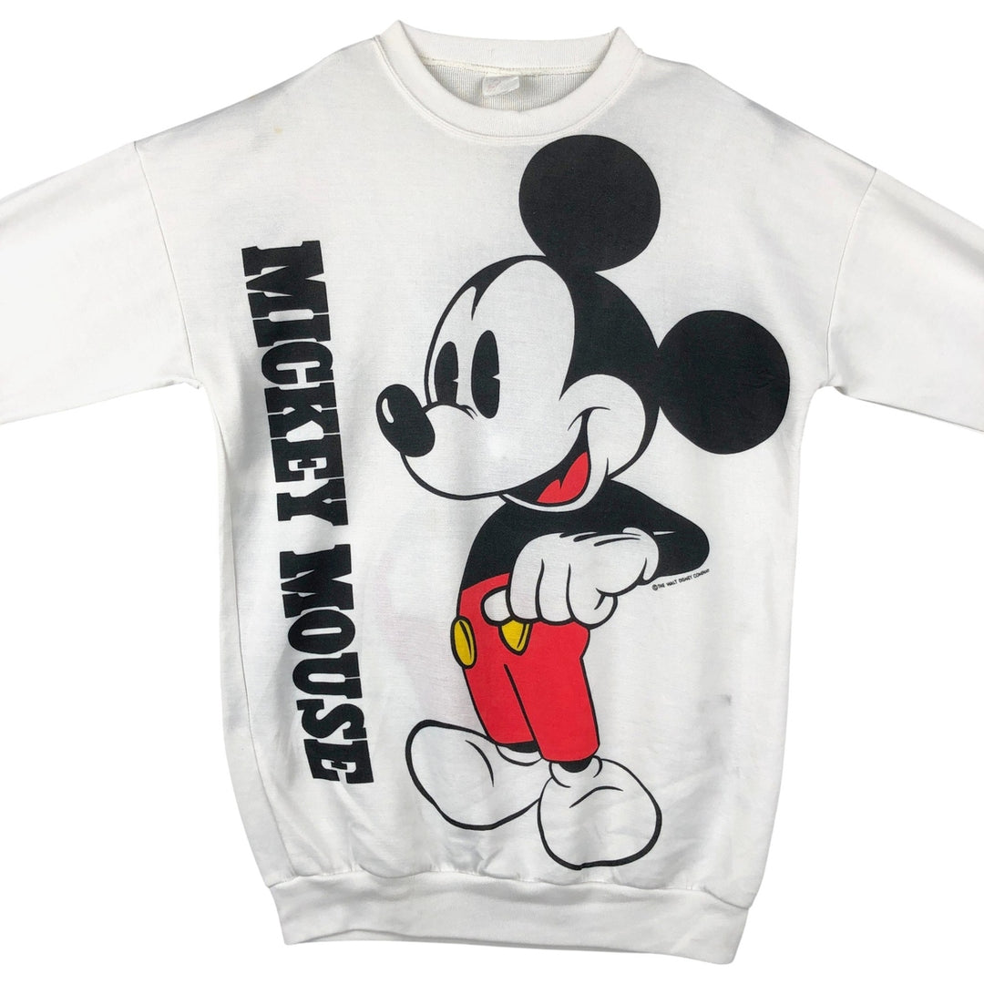 MICKEY MOUSE Large Print Character Sweatshirt (Women's Size XL) unclear white type Vintage Second Hand