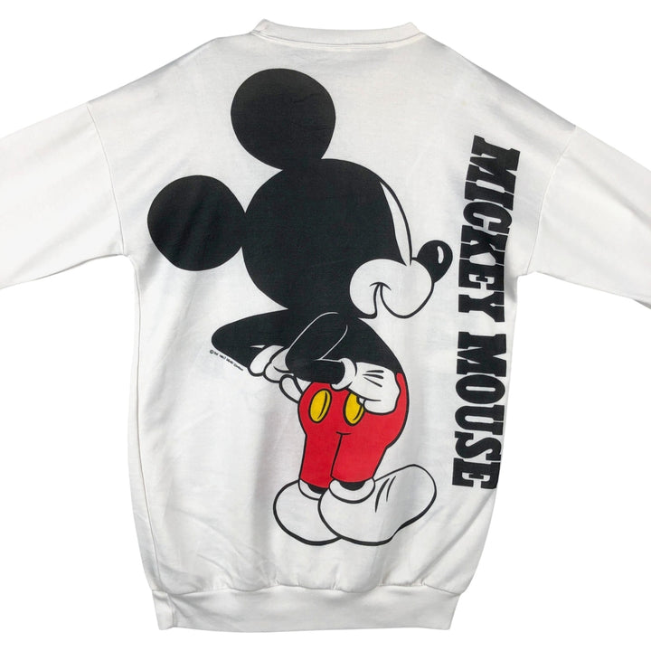 MICKEY MOUSE Large Print Character Sweatshirt (Women's Size XL) unclear white type Vintage Second Hand