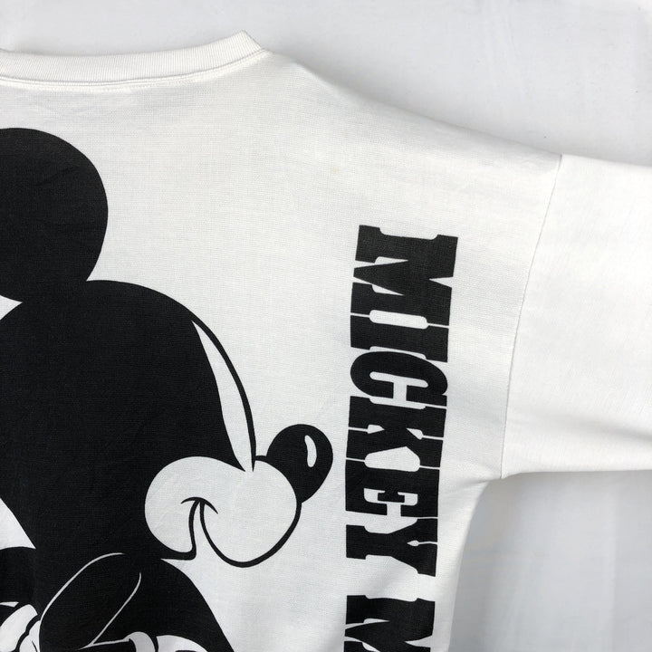 MICKEY MOUSE Large Print Character Sweatshirt (Women's Size XL) unclear white type Vintage Second Hand