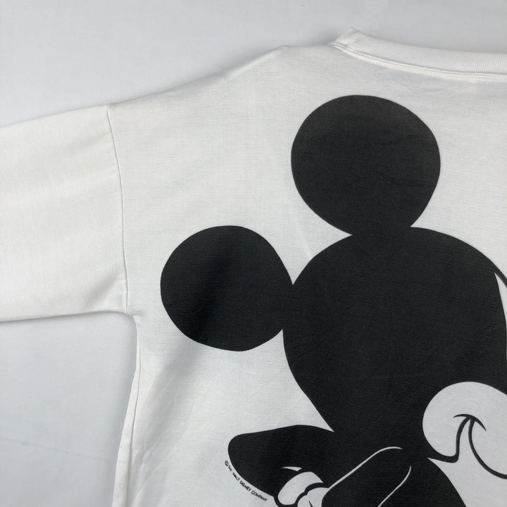 MICKEY MOUSE Large Print Character Sweatshirt (Women's Size XL) unclear white type Vintage Second Hand