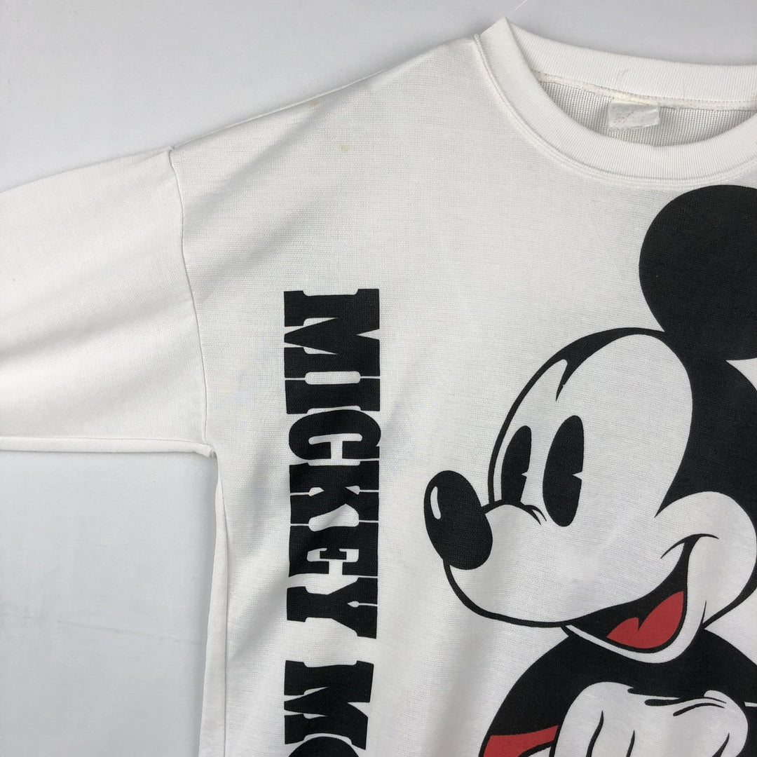 MICKEY MOUSE Large Print Character Sweatshirt (Women's Size XL) unclear white type Vintage Second Hand