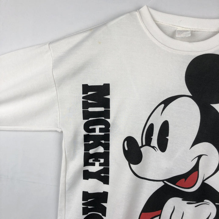 MICKEY MOUSE Large Print Character Sweatshirt (Women's Size XL) unclear white type Vintage Second Hand