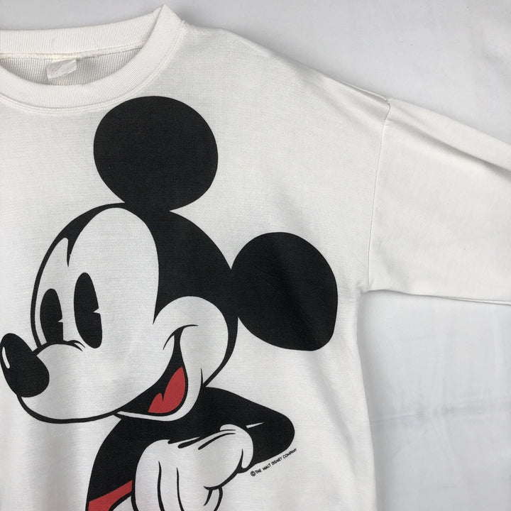 MICKEY MOUSE Large Print Character Sweatshirt (Women's Size XL) unclear white type Vintage Second Hand