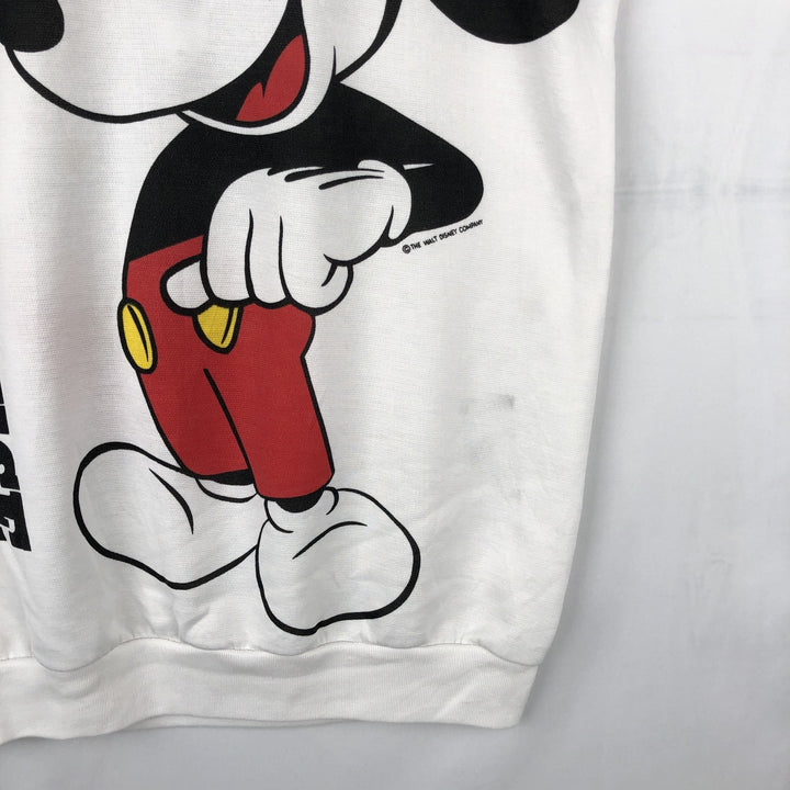 MICKEY MOUSE Large Print Character Sweatshirt (Women's Size XL) unclear white type Vintage Second Hand