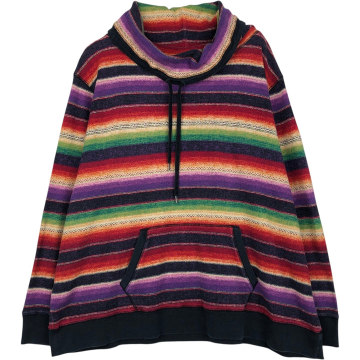 Ralph Lauren L-RL LAUREN ACTIVE Multi-stripe Turtleneck Sweatshirt (Women's XXL equivalent) cotton purple type Vintage Second Hand