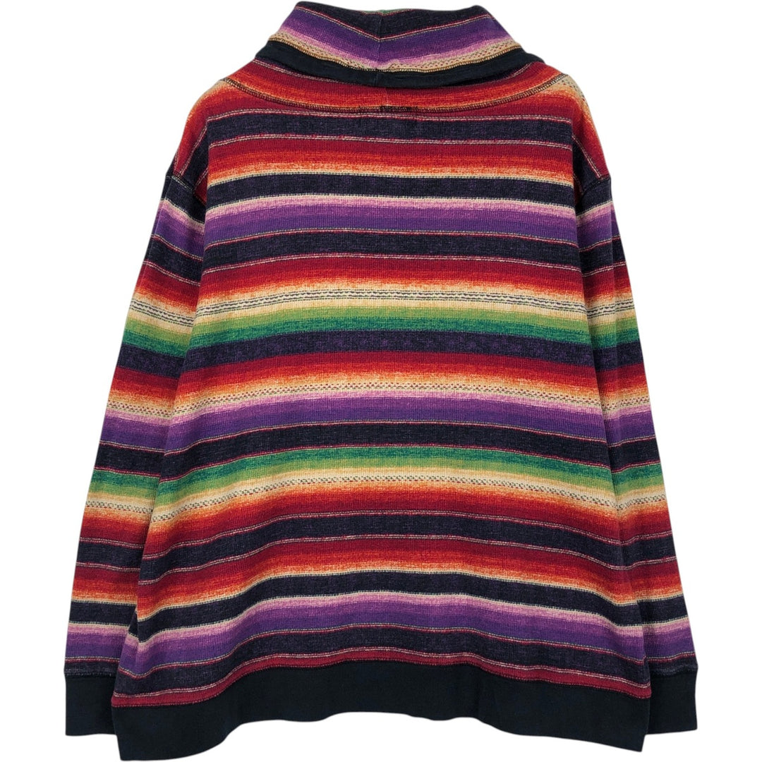 Ralph Lauren L-RL LAUREN ACTIVE Multi-stripe Turtleneck Sweatshirt (Women's XXL equivalent) cotton purple type Vintage Second Hand