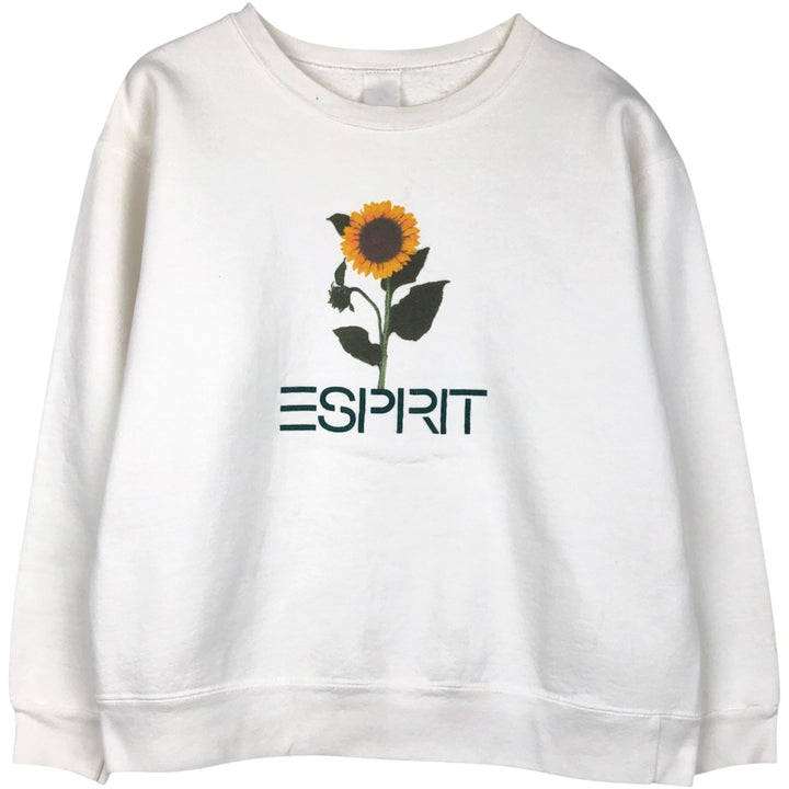 ~90'S Esprit floral sunflower pattern printed sweatshirt, women's size L equivalent, vintage. unclear white type Vintage Second Hand