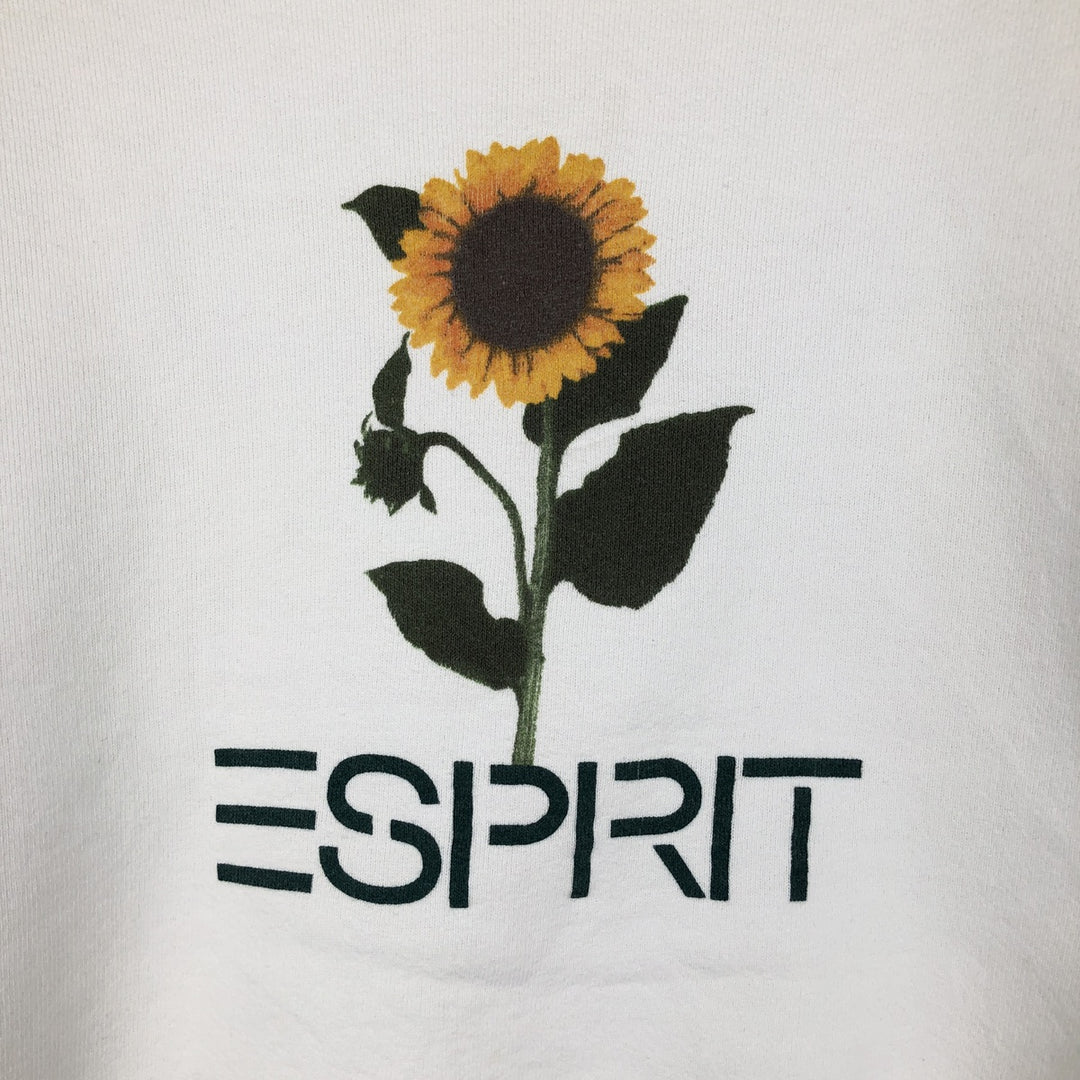 ~90'S Esprit floral sunflower pattern printed sweatshirt, women's size L equivalent, vintage. unclear white type Vintage Second Hand