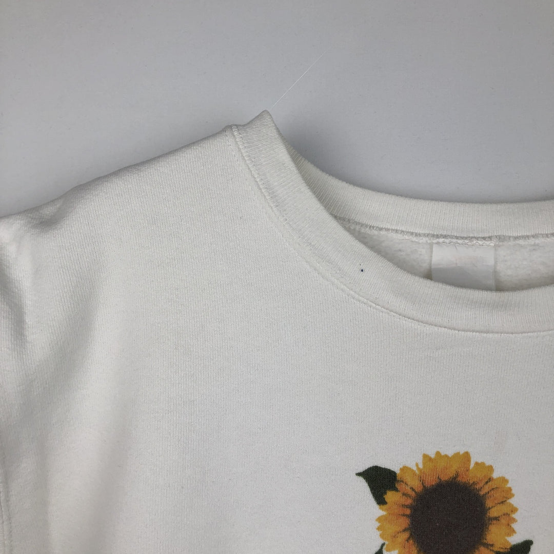 ~90'S Esprit floral sunflower pattern printed sweatshirt, women's size L equivalent, vintage. unclear white type Vintage Second Hand