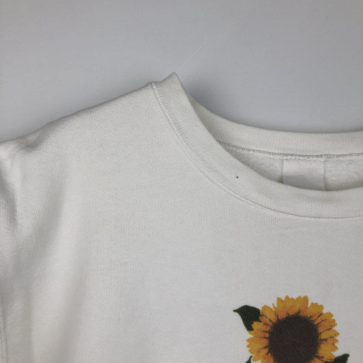~90'S Esprit floral sunflower pattern printed sweatshirt, women's size L equivalent, vintage. unclear white type Vintage Second Hand
