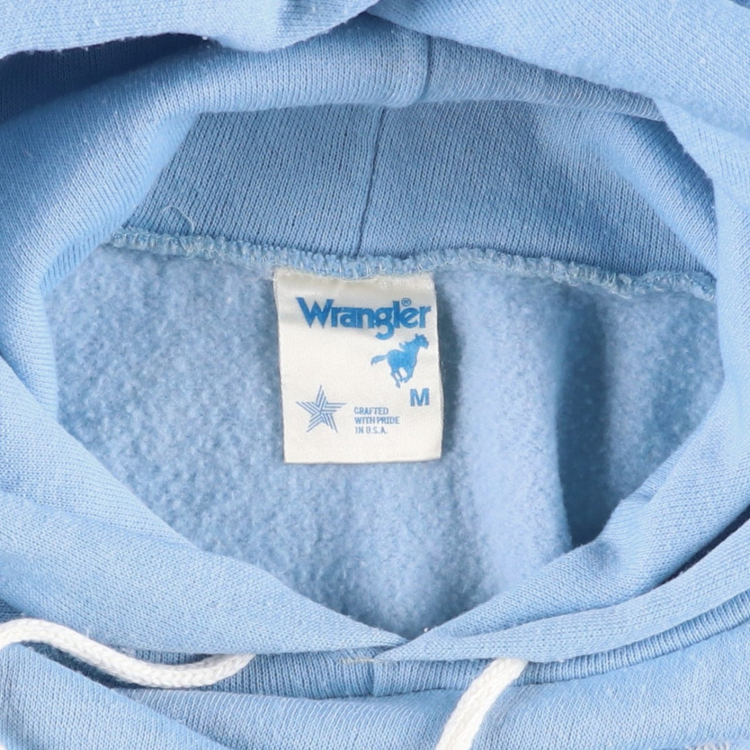 1980'S Wrangler sweatshirt pullover hoodie, made in USA, women's size M equivalent, vintage. polyester Blue type light blue Vintage Second Hand
