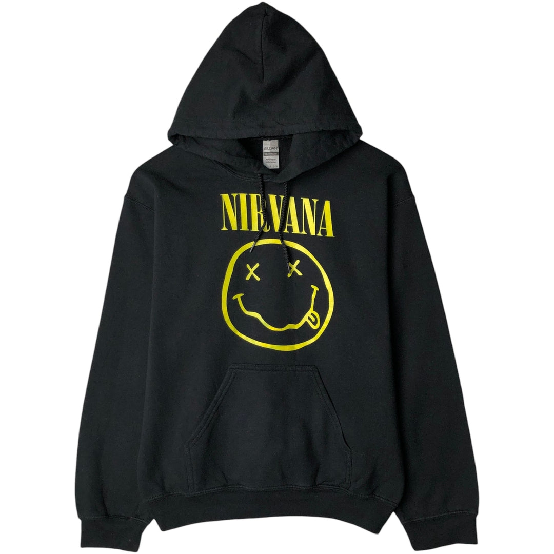 Gildan NIRVANA band sweatshirt pullover hoodie, men's size S cotton black type Vintage Second Hand