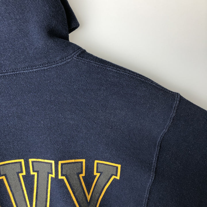 1990'S US Navy Military Sweatshirt Pullover Hoodie, Made in USA, Men's Size S (Equivalent), Vintage cotton navy blue type Vintage Second Hand