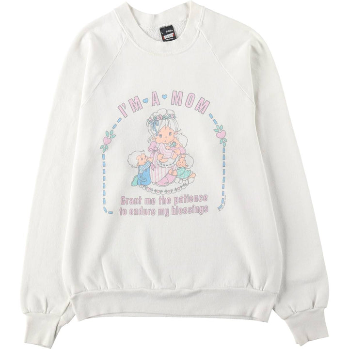 90'S Screen Stars Print Sweatshirt, Made in USA, Women's Size L (Equivalent), Vintage cotton white type Vintage Second Hand