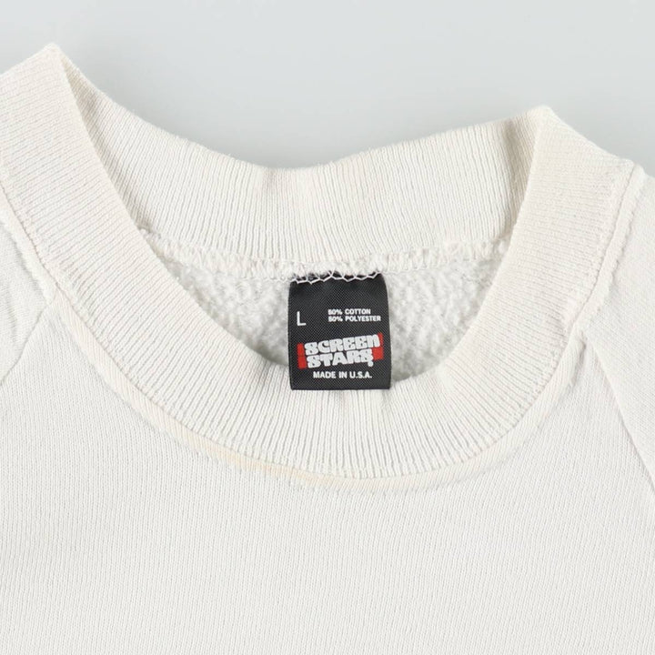 90'S Screen Stars Print Sweatshirt, Made in USA, Women's Size L (Equivalent), Vintage cotton white type Vintage Second Hand